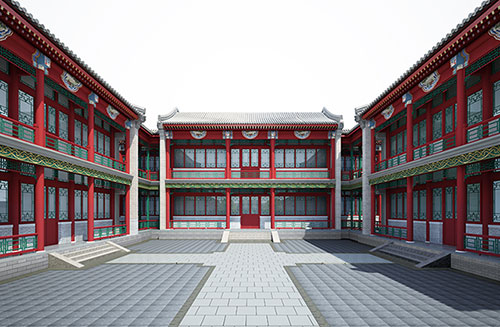 鼓楼北京四合院设计古建筑鸟瞰图展示